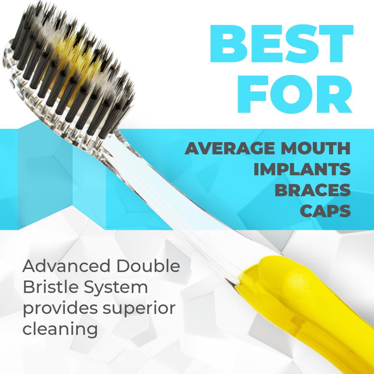 Solodent toothbrush antimicrobial silver, charcoal & gold infused soft bristles.Best for sensitive teeth, gums, braces