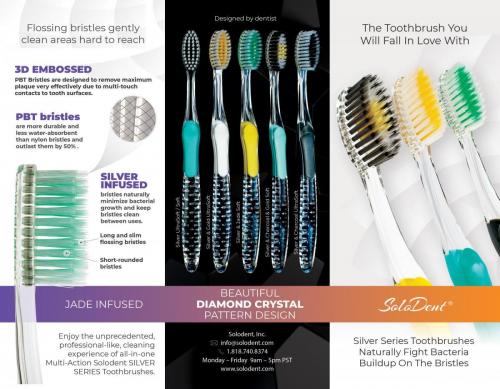 Solodent toothbrush antimicrobial silver infused soft & extra soft bristles.Best for sensitive teeth, gums, braces, implants